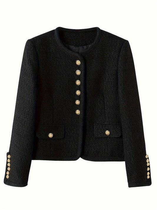 Button Front Tweed Coat