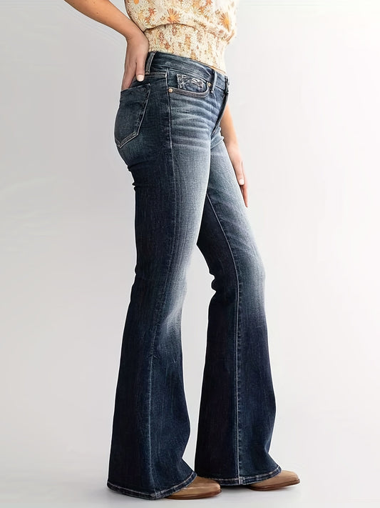 Double Button Flare Leg Jeans