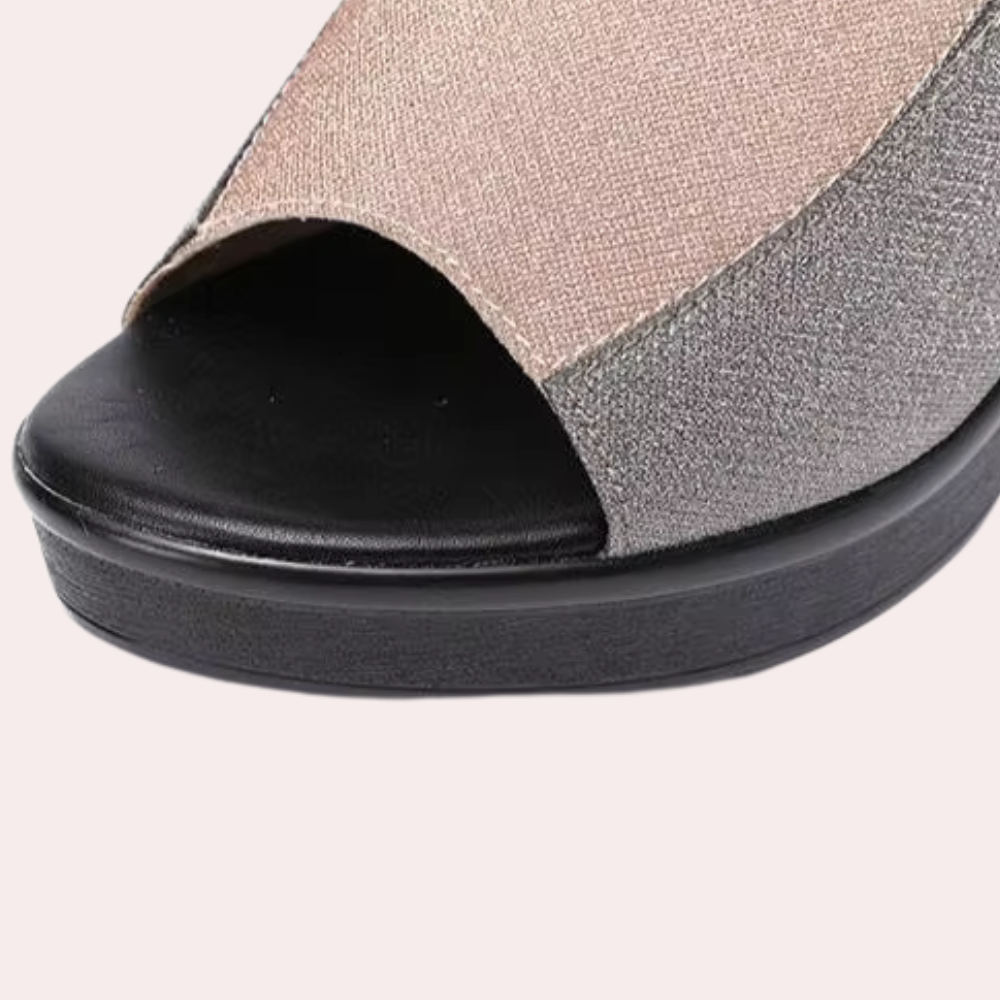 Celeste | Glittery Open-Toe Block Heel Sandals